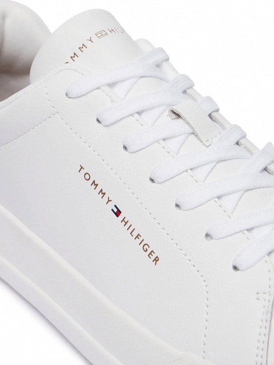 Tommy Hilfiger Ανδρικό Δερμάτινο Sneaker Th Court FM0FM05367 02R Λευκό