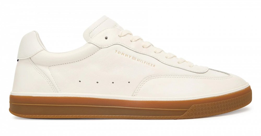 Tommy Hilfiger Ανδρικό Δερμάτινο Sneaker FM0FM05815 YBL Εκρού
