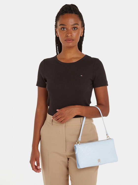 Tommy Hilfiger Γυναικεία Τσάντα TH Refined Shoulder Bag AW0AW15975 C1O Breezy Blue 