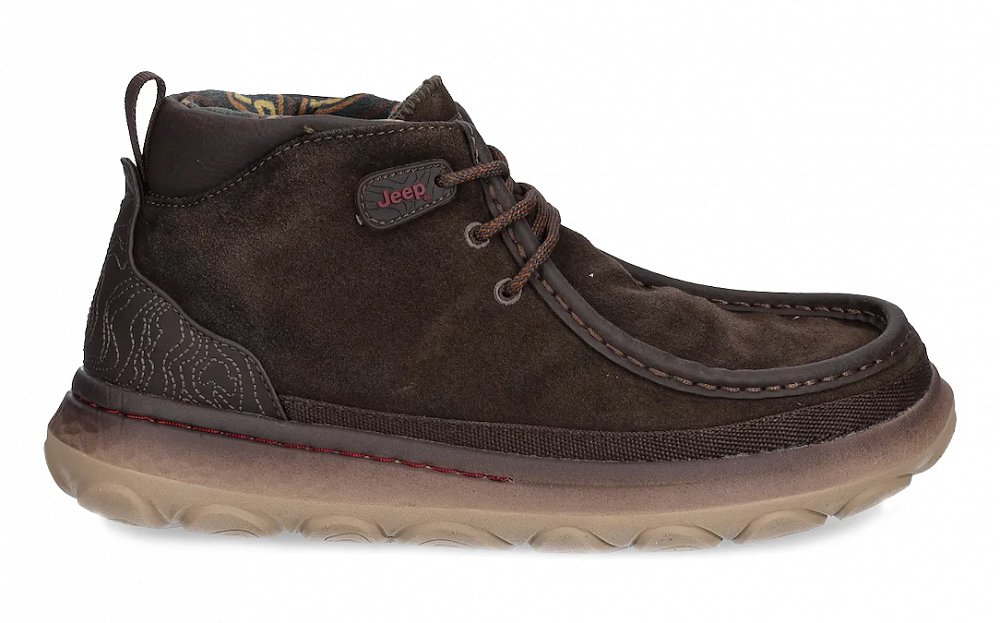 Jeep Ανδρικό Δερμάτινο Μποτάκι Kauai Wallabee Mid Suede JM52041A 030 Dark Brown