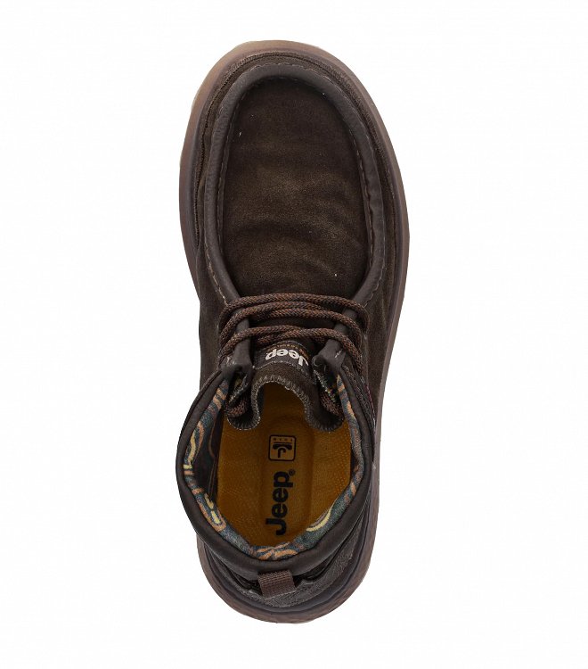 Jeep Ανδρικό Δερμάτινο Μποτάκι Kauai Wallabee Mid Suede JM52041A 030 Dark Brown