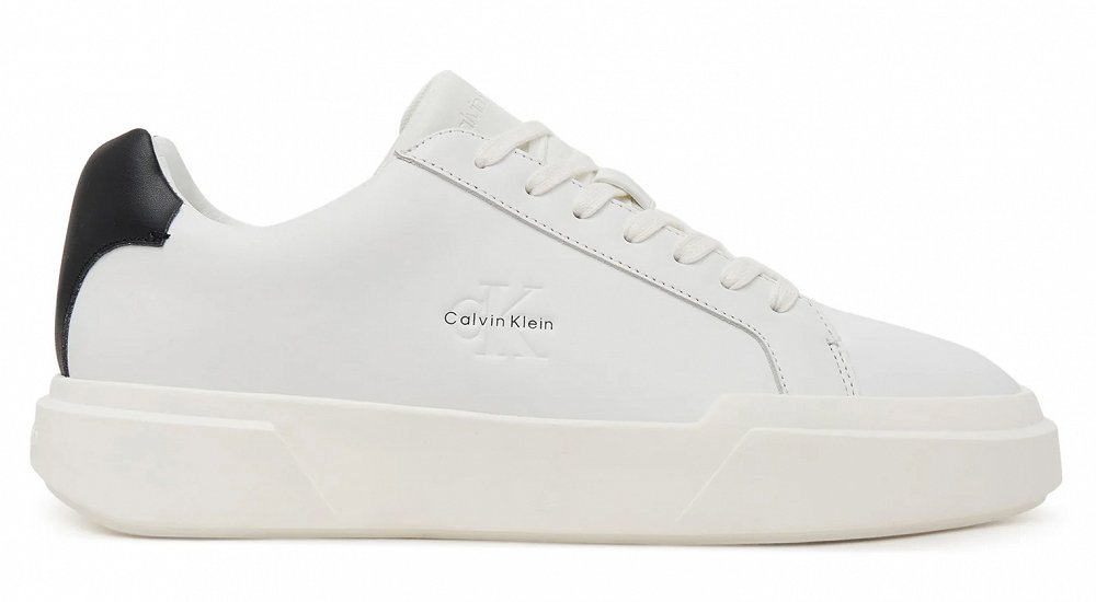 Calvin Klein Ανδρικό Δερμάτινο Sneaker YM0YM01344 01W Λευκό