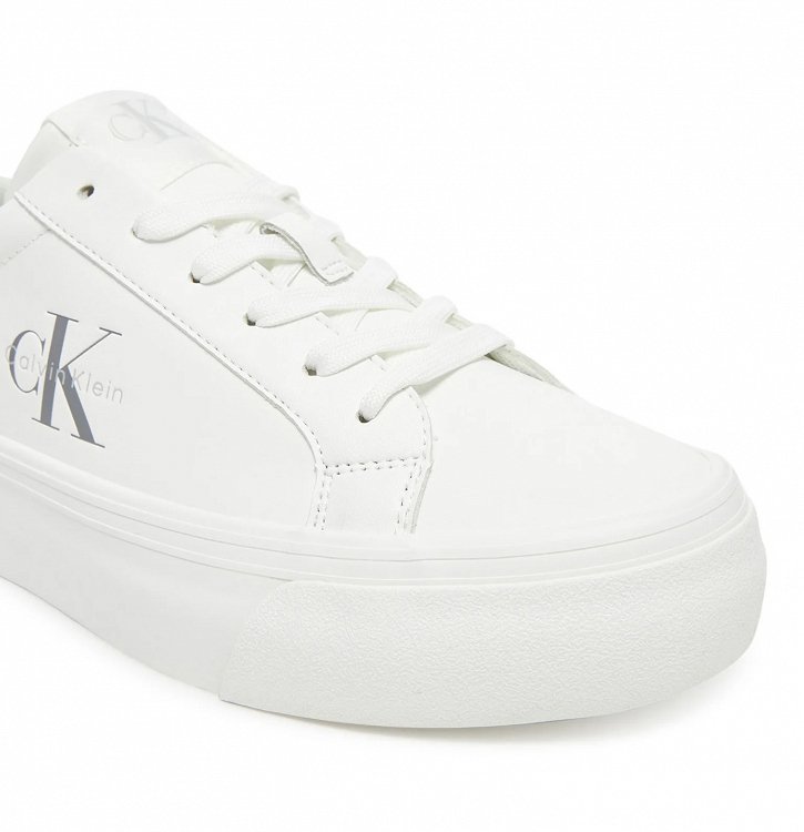 Calvin Klein Γυναικείο Δερμάτινο Sneaker YW0YW01877 02R Λευκό