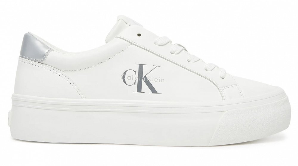 Calvin Klein Γυναικείο Δερμάτινο Sneaker YW0YW01877 02R Λευκό