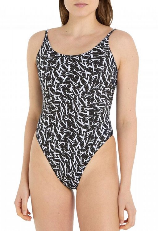 Calvin Klein Scoop One Piece Print KW0KW02086 0GL Monogram Black