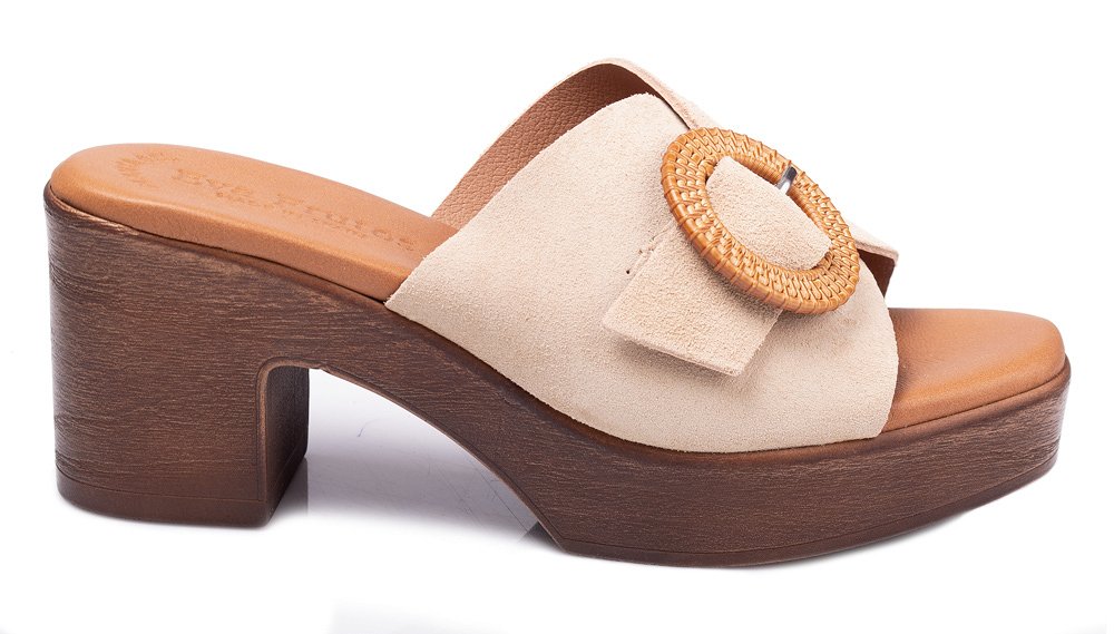 Eva Frutos Δερμάτινο Mule 5611 Μπεζ