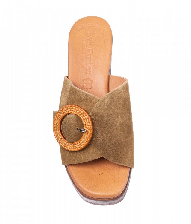 Eva Frutos Δερμάτινο Mule 5611 Λαδί