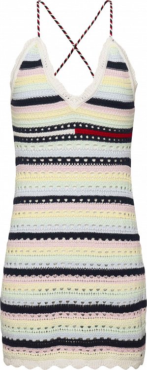 Tommy Hilfiger Tjw Ultra Mini Crochet Dress DW0DW15365 ZHO Lemon Zest/Multi