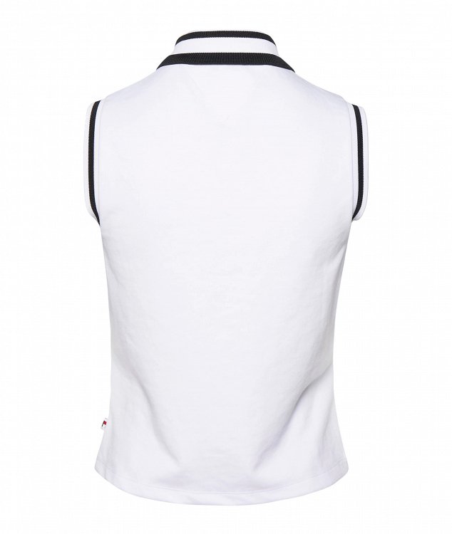 Tommy Hilfiger Γυναικεία Slim Αμάνικη Πόλο Μπλούζα Με Λογότυπο DW0DW17765 YBR Λευκό