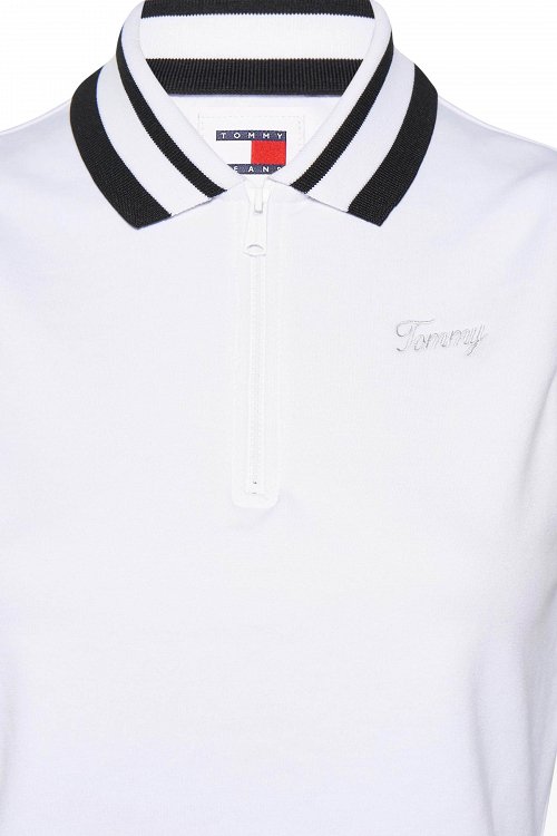 Tommy Hilfiger Γυναικεία Slim Αμάνικη Πόλο Μπλούζα Με Λογότυπο DW0DW17765 YBR Λευκό