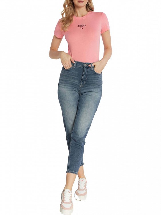Tommy Hilfiger Tjw Slim Essntl Logo 1 Tee Ext AW0AW17839 TIC Tickled Pink