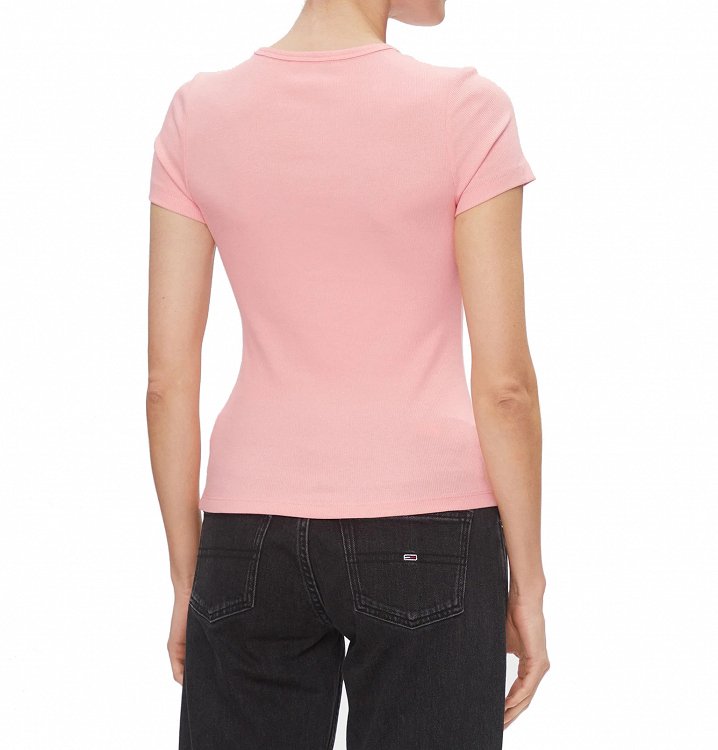 Tommy Hilfiger Γυναικείο T-Shirt Slim Badge Rib Tee DW0DW17881 TH3 Ροζ