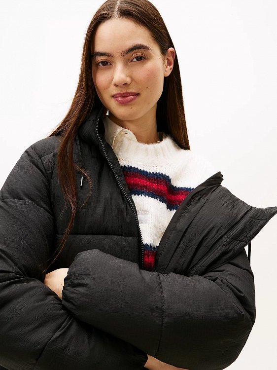 Tommy Hilfiger Hooded Puffer Jacket DW0DW21625 BDS Μαύρο