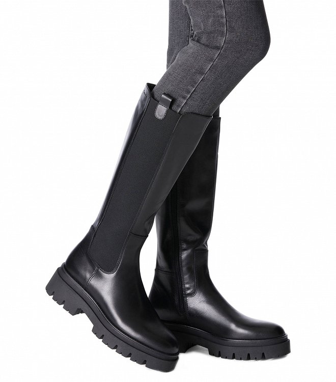 Tamaris Δερμάτινη Μπότα Flat 1-25608-43 001 Black