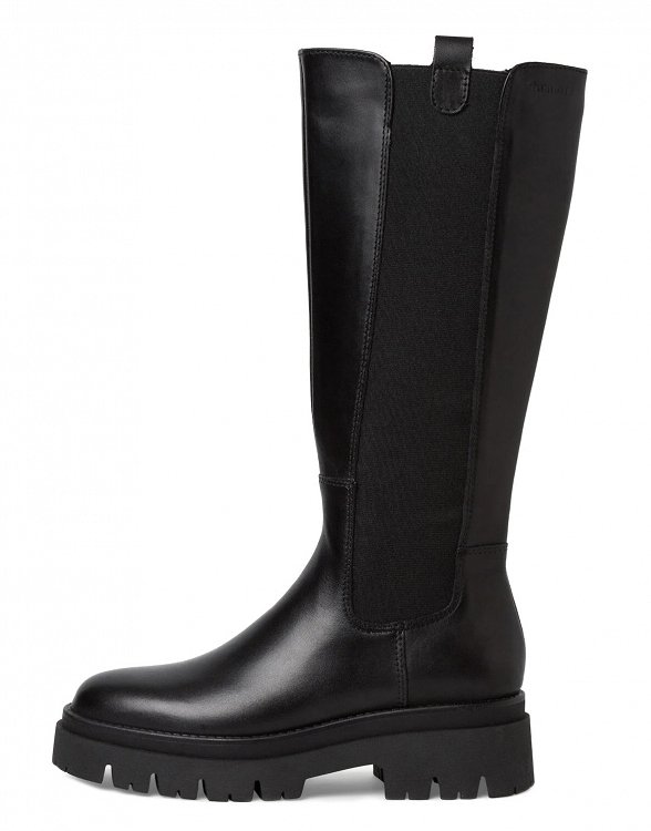 Tamaris Δερμάτινη Μπότα Flat 1-25608-43 001 Black