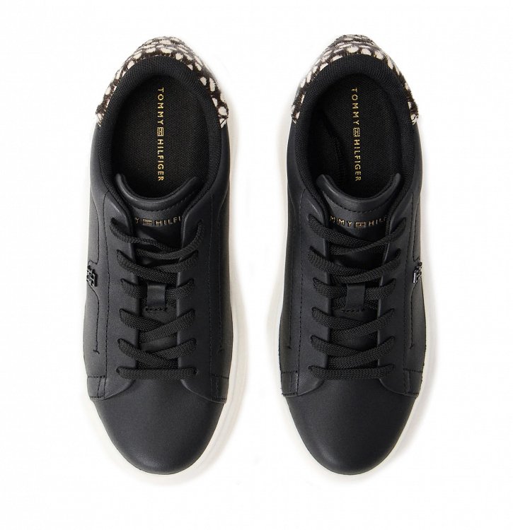 Tommy Hilfiger Γυναικείο Δερμάτινο Sneaker FW0FW09023 0GL Μαύρο