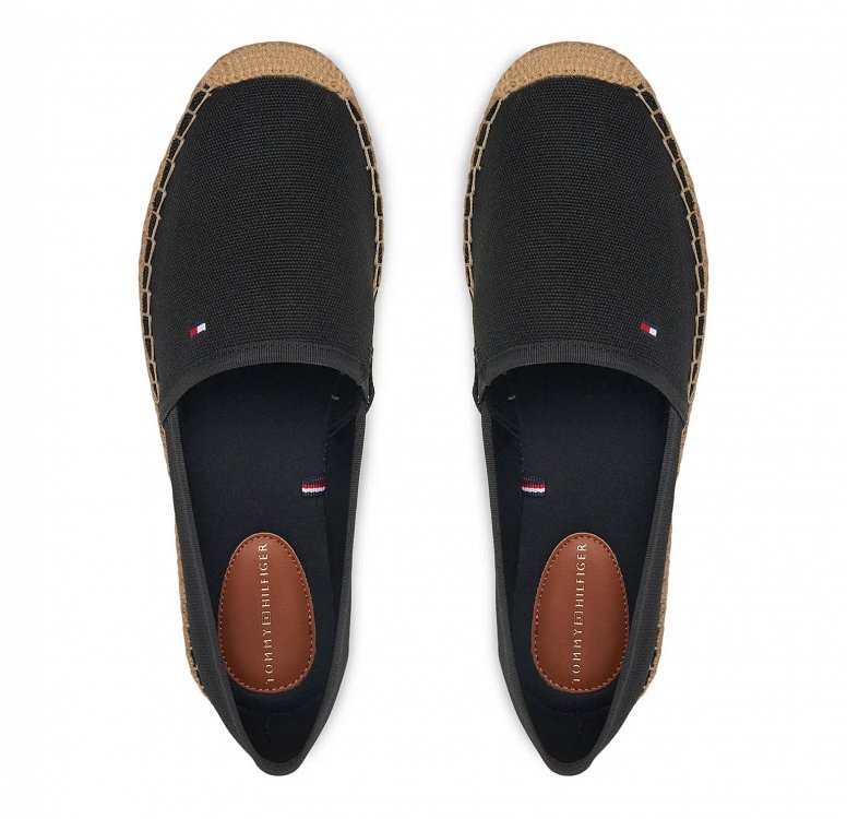 Tommy Hilfiger Γυναικείες Εσπαντρίγιες Flag Canvas Espadrille FW0FW08541 BDS Μαύρο
