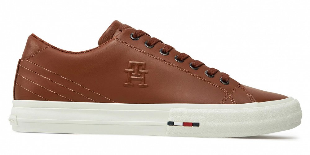 Tommy Hilfiger Th Hi Vulc Street Patch Leather Sneaker FM0FM05203 GVI Winter Cognac