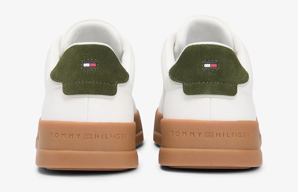Tommy Hilfiger Ανδρικό Δερμάτινο Sneaker Th Court Lth Detail Ess FM0FM05367 01V Λευκό