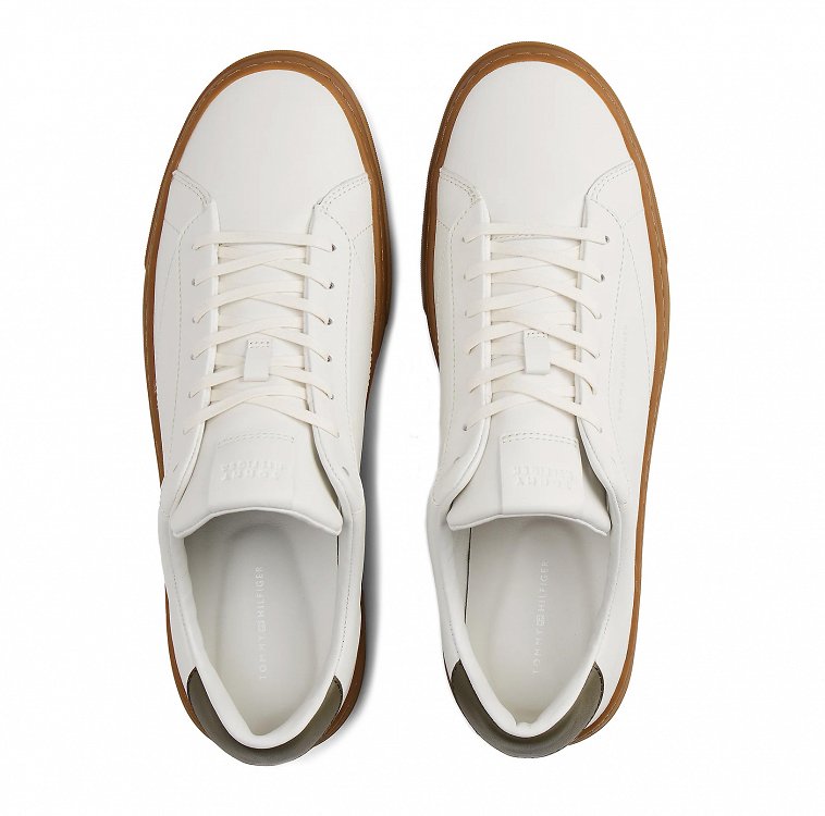 Tommy Hilfiger Ανδρικό Δερμάτινο Sneaker FM0FM05572 YBL Εκρού