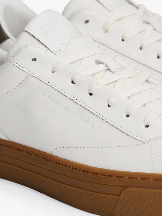 Tommy Hilfiger Ανδρικό Δερμάτινο Sneaker FM0FM05572 YBL Εκρού