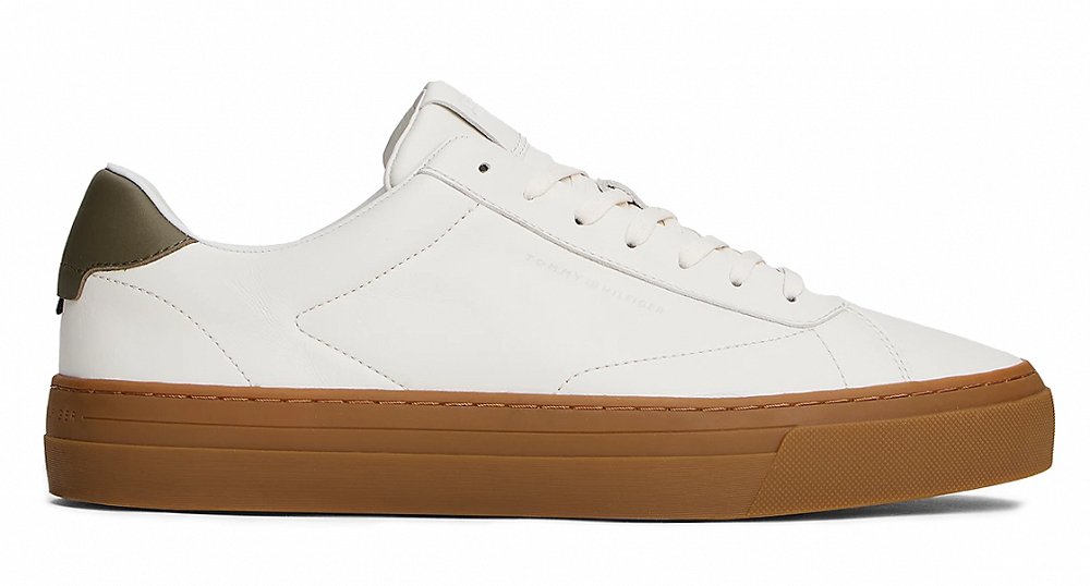 Tommy Hilfiger Ανδρικό Δερμάτινο Sneaker FM0FM05572 YBL Εκρού