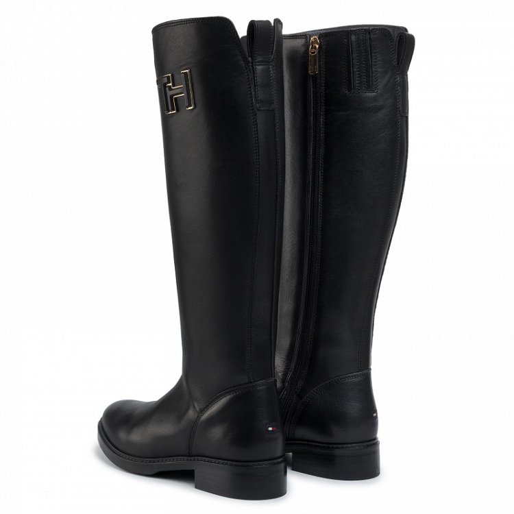 Tommy Hilfiger Essential Leather Longboot FW0FW04319 990 Black