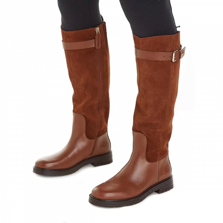 Tommy Hilfiger Δερμάτινες Μπότες Ιππασίας FW0FW07480 GTU Natural Cognac