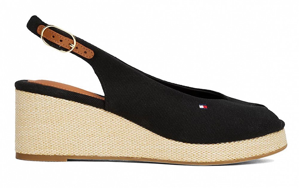 Tommy Hilfiger Flag Mid Wedge Espadrille FW0FW08595 BDS Μαύρο