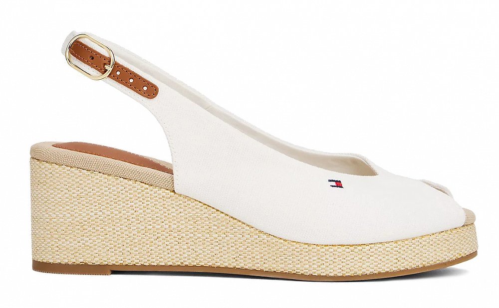 Tommy Hilfiger Flag Mid Wedge Espadrille FW0FW08595 YBL Λευκό