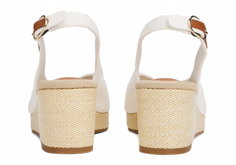 Tommy Hilfiger Flag Mid Wedge Espadrille FW0FW08595 YBL Λευκό