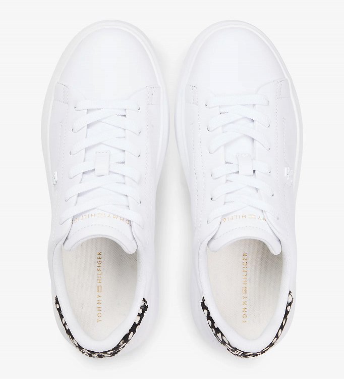 Tommy Hilfiger Γυναικείο Δερμάτινο Sneaker FW0FW09023 02R Λευκό