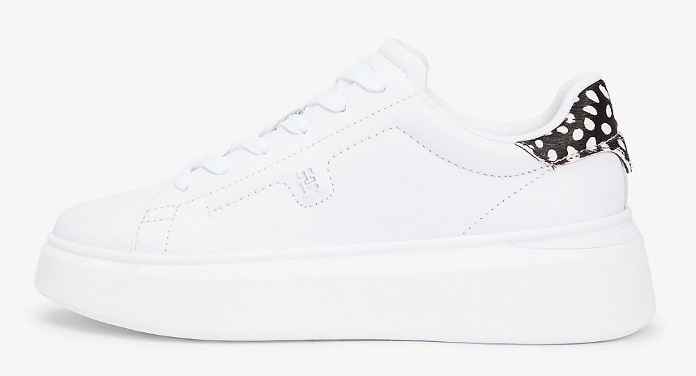 Tommy Hilfiger Γυναικείο Δερμάτινο Sneaker FW0FW09023 02R Λευκό