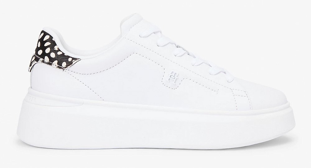 Tommy Hilfiger Γυναικείο Δερμάτινο Sneaker FW0FW09023 02R Λευκό