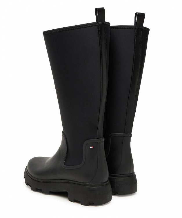 Tommy Hilfiger Γυναικεία Γαλότσα Flag Long Rainboot Warm Lining FW0FW08973 BDS Μαύρο