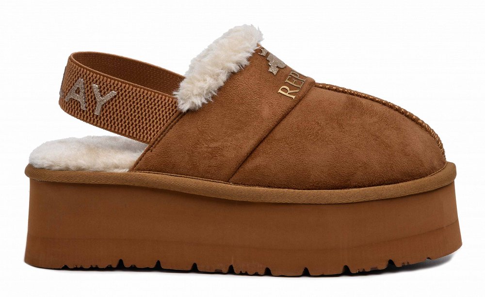 Replay Γυναικεία Παντόφλα Με Γούνα Chic Slipper RF5A0013T 0012 Ταμπά