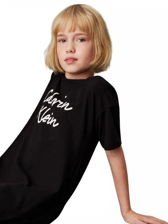 Calvin Klein Oversized T-shirt Φόρεμα Με Λογότυπο IG0IG02912 BEH Μαύρο