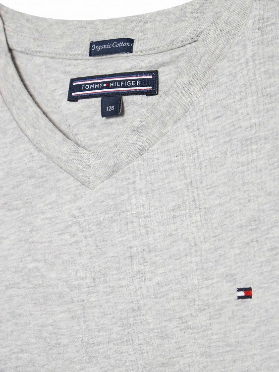 Tommy Hilfiger Boys Basic Vn Knit S/S KB0KB04142 004 Grey Heather