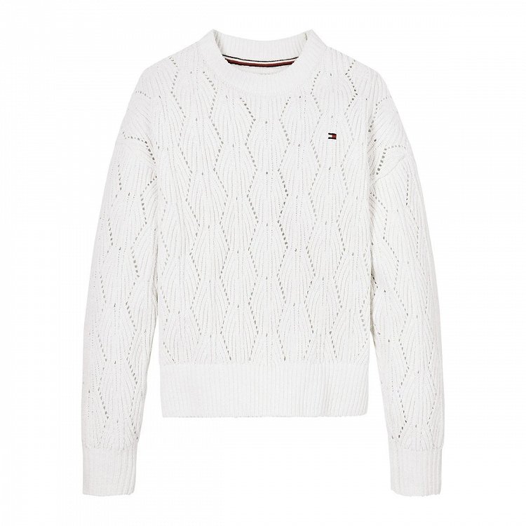 Tommy Hilfiger Kids Μπλούζα Για Κορίτσια Chenille Sweater KG0KG08153 Z00 Εκρου