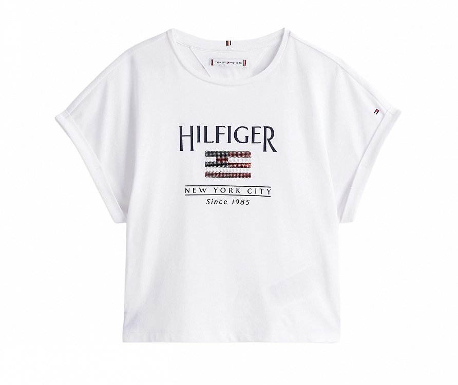 Tommy Hilfiger Παιδικό T-Shirt Για Κορίτσια KG0KG08525 YBR Λευκό