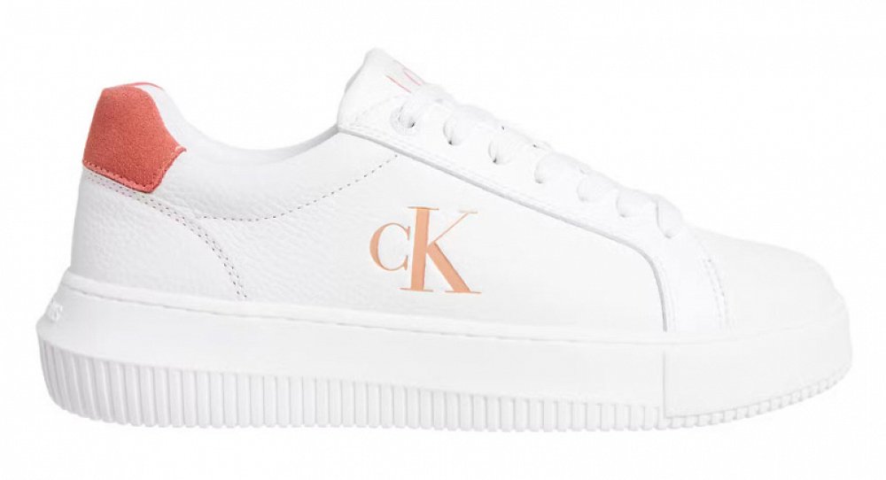 Calvin Klein Γυναικείο Δερμάτινο Sneaker YW0YW01670 0K6 Λευκό
