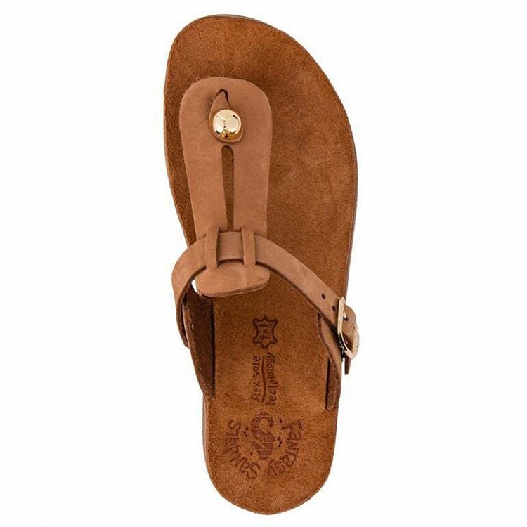 Fantasy Sandals Γυναικείο Δερμάτινο Πέδιλο Mirabella S9004 Capuccino