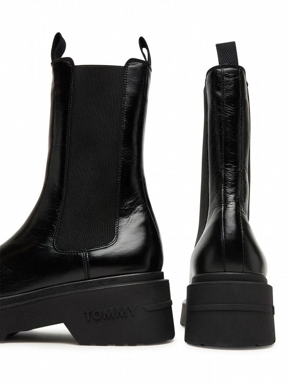 Tommy Hilfiger Γυναικείο Δερμάτινο Μποτάκι EN0EN02888 BDS Μαύρο