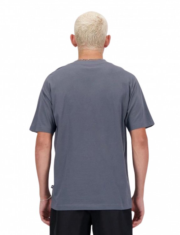 New Balance Ανδρικό T-Shirt Linear Logo Relaxed Tee MT41582 Σκούρο Γκρι