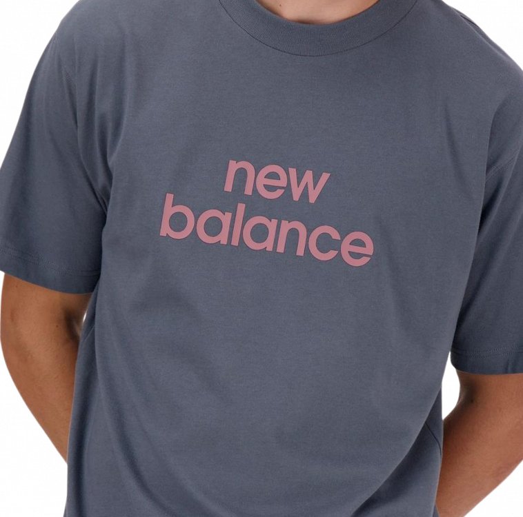 New Balance Ανδρικό T-Shirt Linear Logo Relaxed Tee MT41582 Σκούρο Γκρι