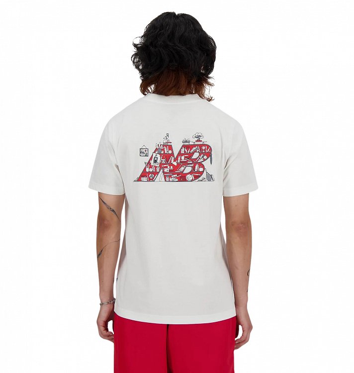 New Balance Ανδρικό T-Shirt Sport Essentials Bookshelf MT41586 White