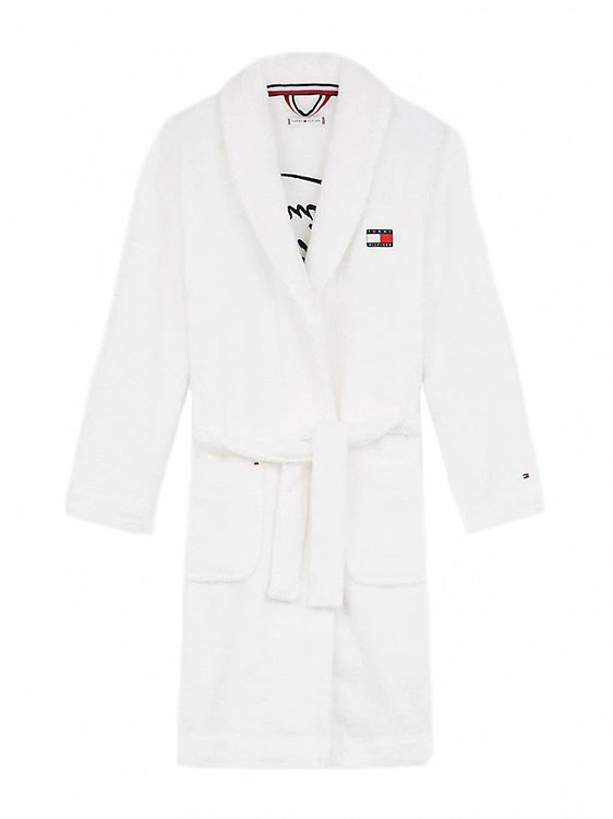 Tommy Hilfiger Kids Signature Logo Pure Organic Cotton Robe UB0UB00295 YCD White