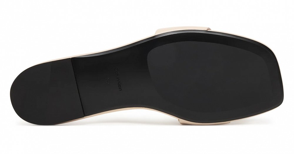 Calvin Klein Γυναικείο Δερμάτινο Flat Sandal HW0HW03128 Z01 Εκρού