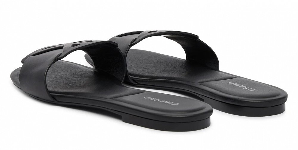 Calvin Klein Γυναικείο Δερμάτινο Flat Sandal HW0HW03128 0GJ Μαύρο