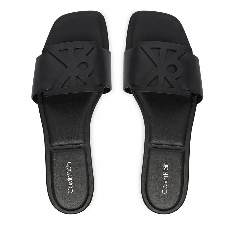 Calvin Klein Γυναικείο Δερμάτινο Flat Sandal HW0HW03128 0GJ Μαύρο